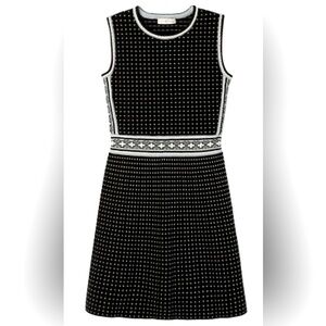 TORY BURCH navy geo stitch knit dress